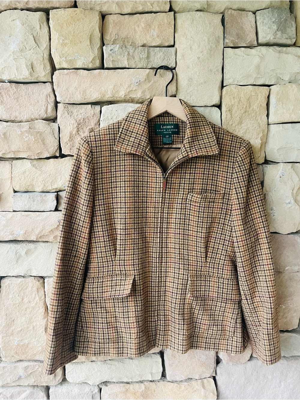 Lauren Ralph Lauren Equestrian Vintage Houndstooth Coat RARE